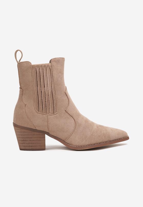 Bottine femmes Chelsea façon Santiags, Taupe