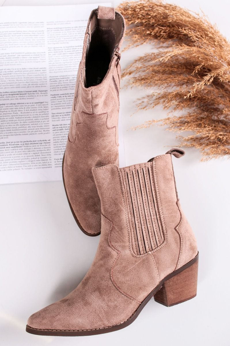 Bottine femmes Chelsea façon Santiags, Taupe