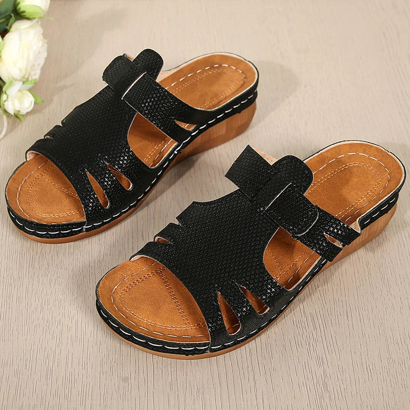 Emily™ – Sandales Orthopédiques Ouvertes en Cuir Véritable