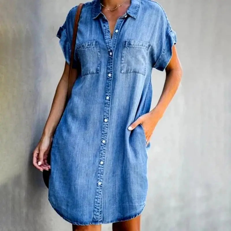 Robe Chemise en Jean Harper – Élégante, Pratique, et Prête pour Tout