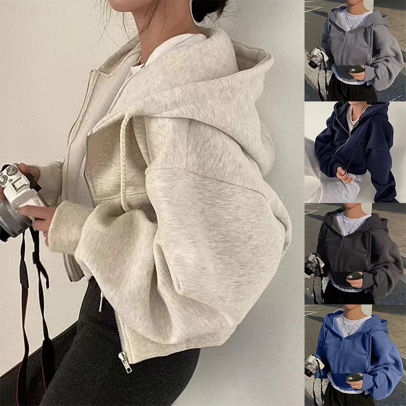 Zoé™ – Hoodie zippée cropped en molleton doux