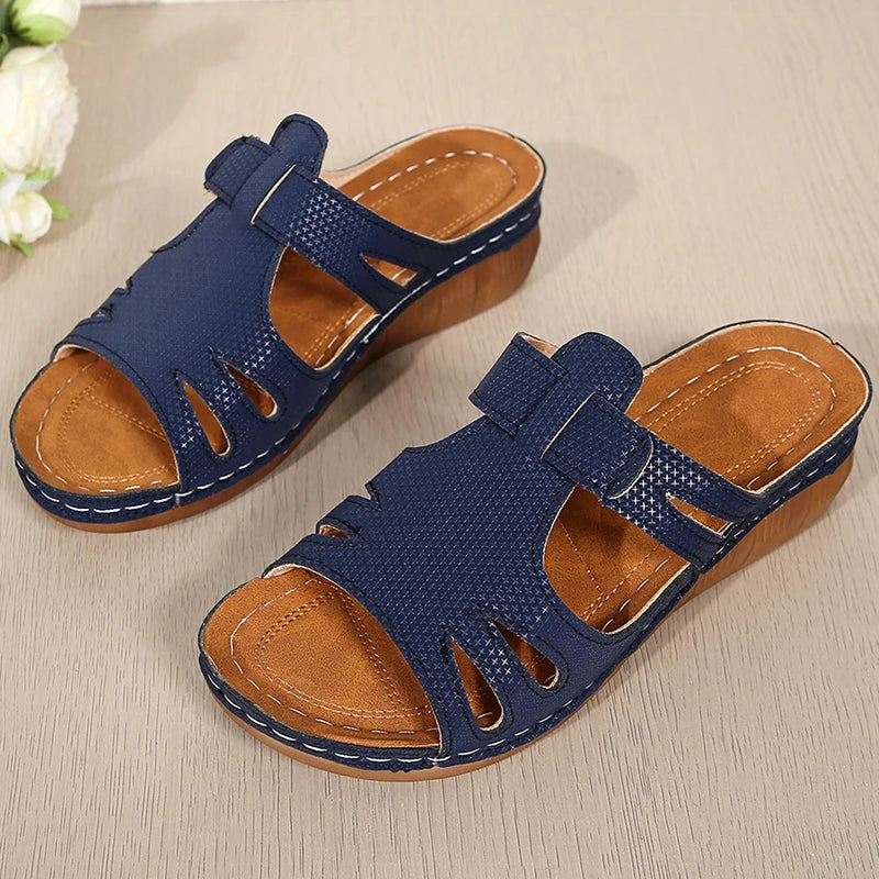 Emily™ – Sandales Orthopédiques Ouvertes en Cuir Véritable