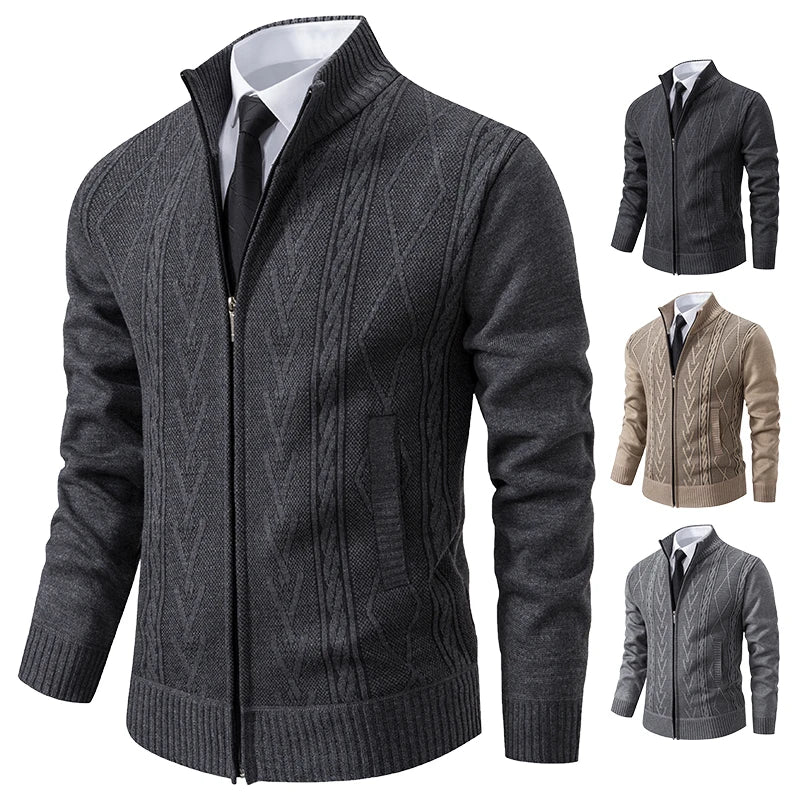 Théodore™ – Cardigan zippé en maille torsadée