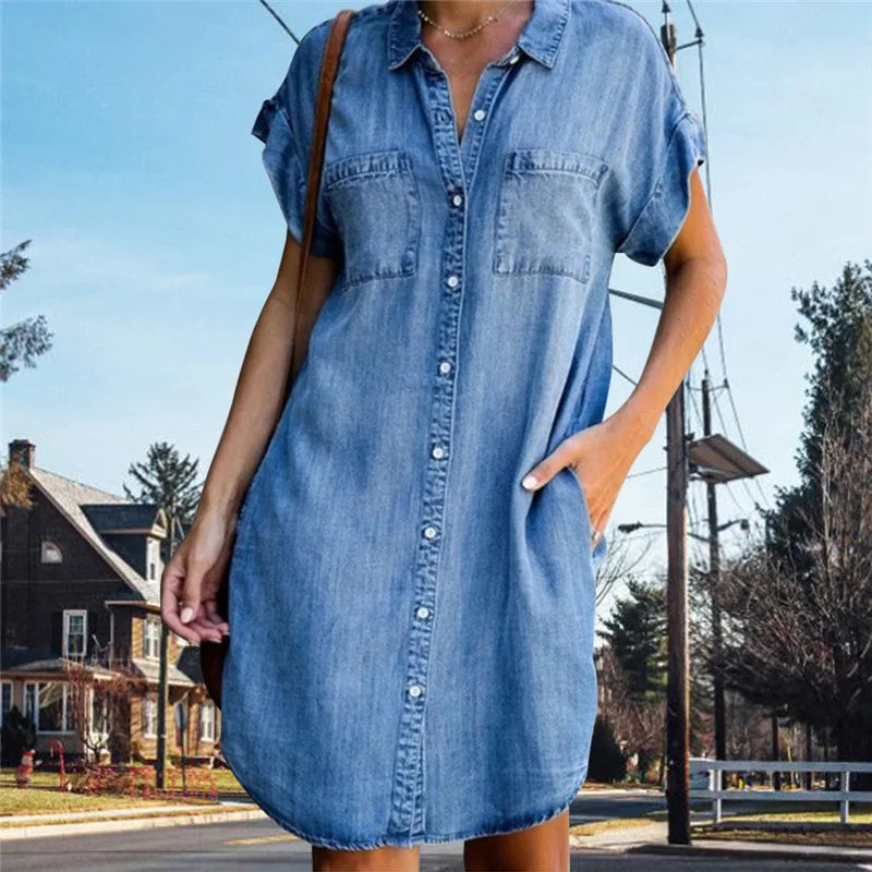 Robe Chemise en Jean Harper – Élégante, Pratique, et Prête pour Tout