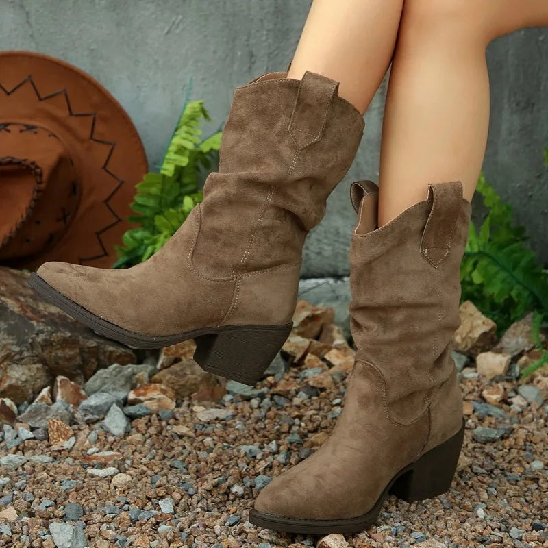 Solène™ – bottes western en suédine douce