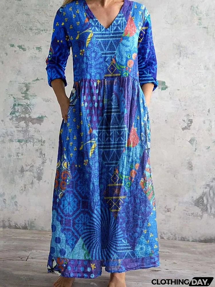 Léna™ – robe longue bohème à manches longues