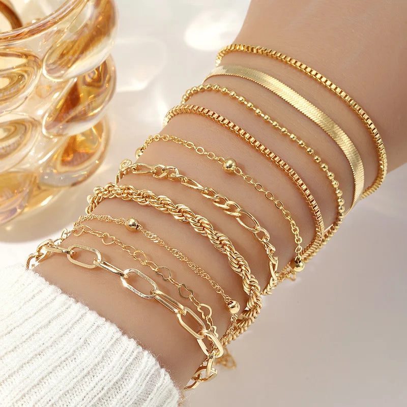 Aurélia™ – 10 Bracelets dorés à la feuille d’or, résistants à l’eau