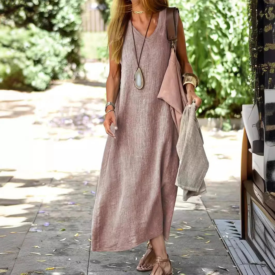 Robe Sienna en Lin Naturel – Élégance Pure, Liberté Totale