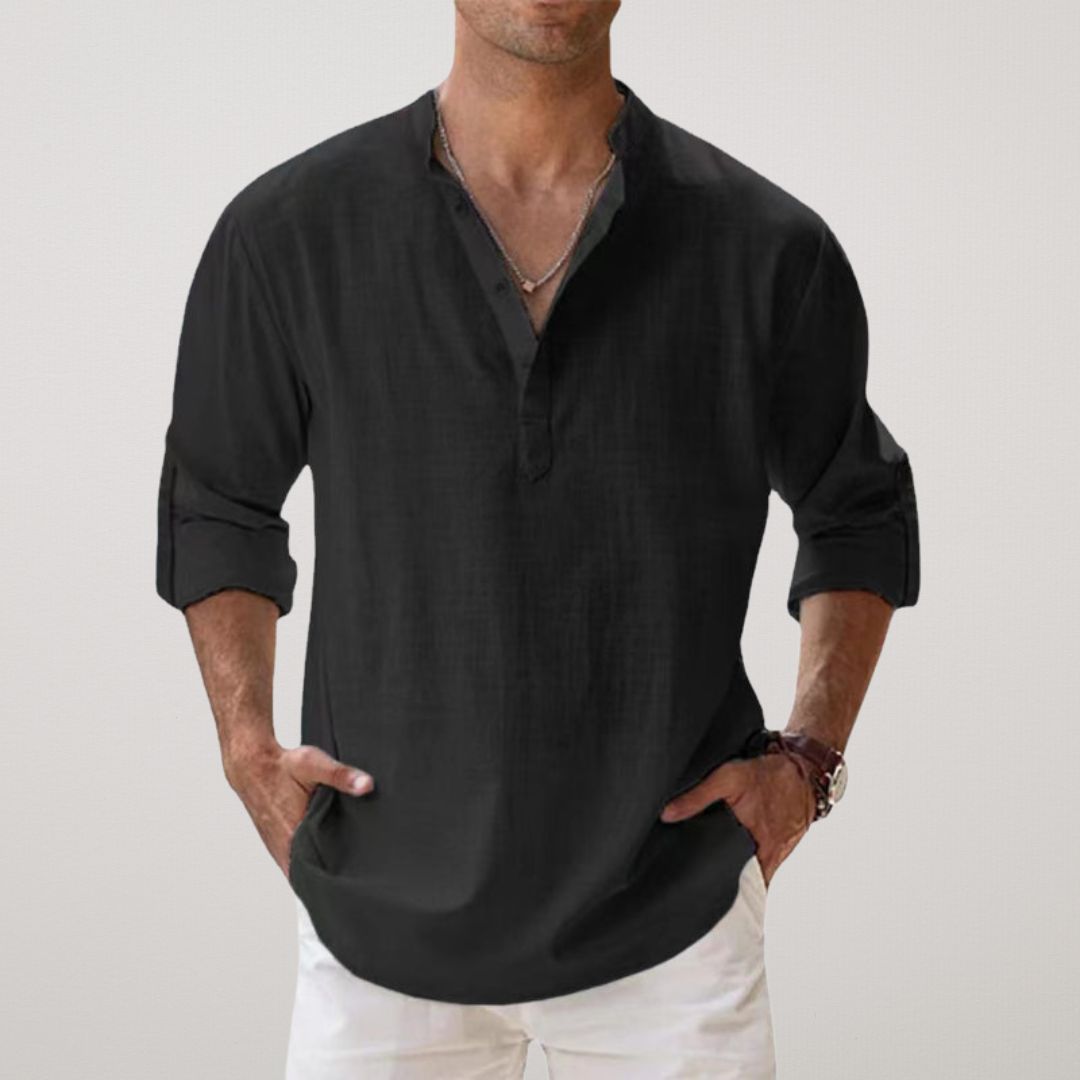 Lenoir™ | Chemise Henley en coton effet lin