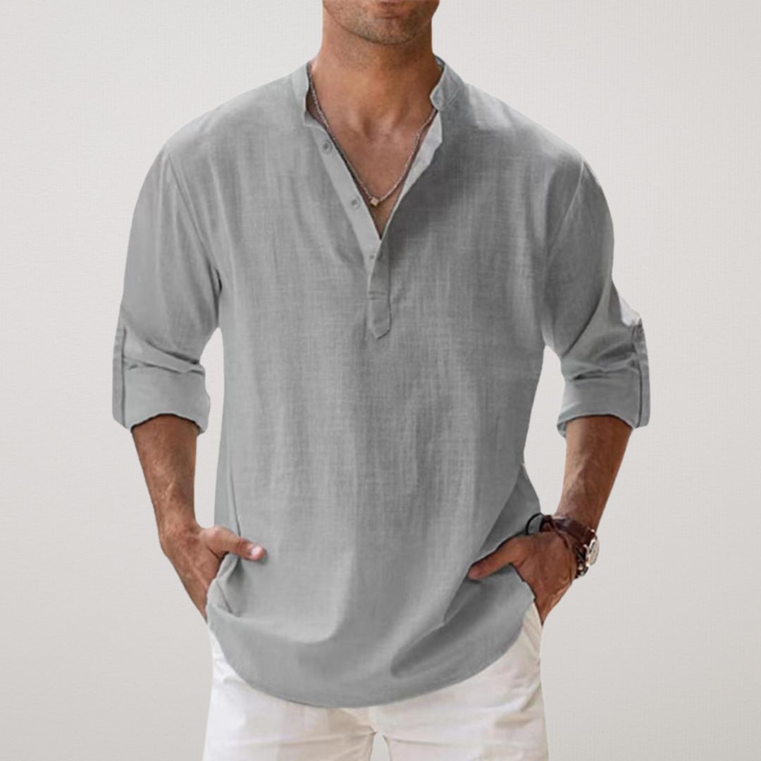 Lenoir™ | Chemise Henley en coton effet lin