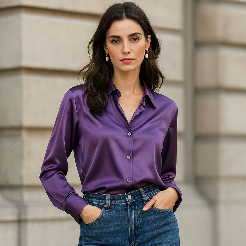 Aurélia™ – La chemise satinée qui illumine votre style