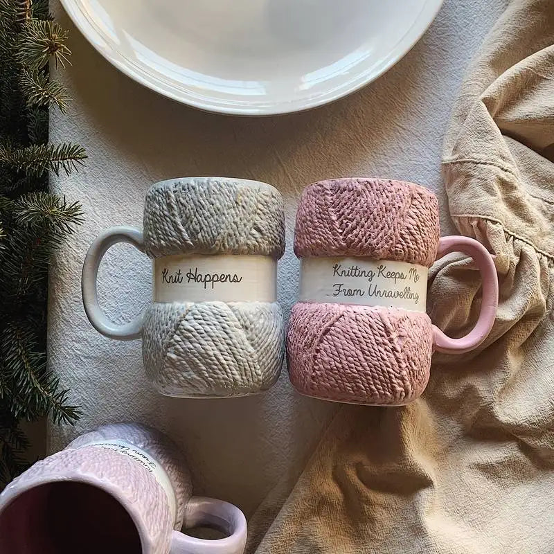 Tricot Douillet™ – Tasse en céramique à effet tricot