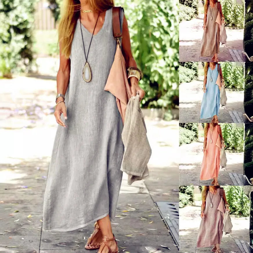 Robe Sienna en Lin Naturel – Élégance Pure, Liberté Totale