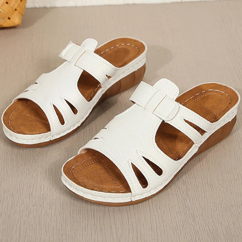 Emily™ – Sandales Orthopédiques Ouvertes en Cuir Véritable