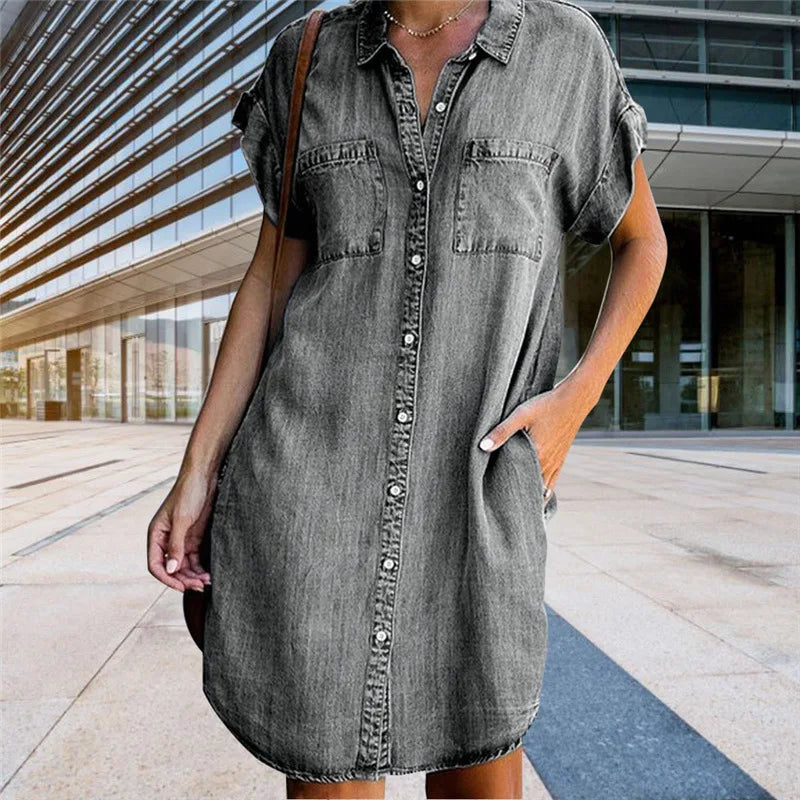 Robe Chemise en Jean Harper – Élégante, Pratique, et Prête pour Tout