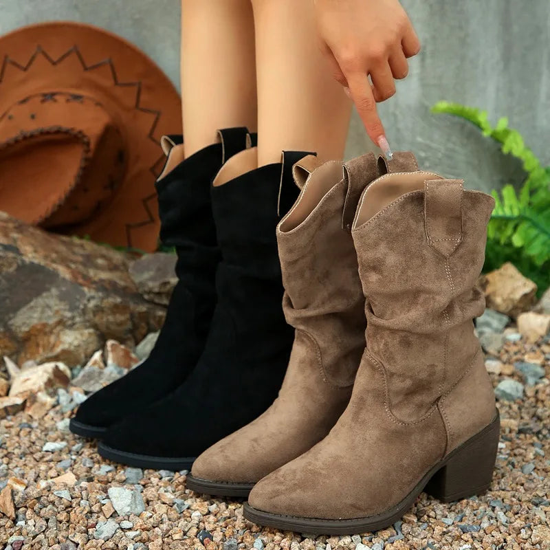 Solène™ – bottes western en suédine douce