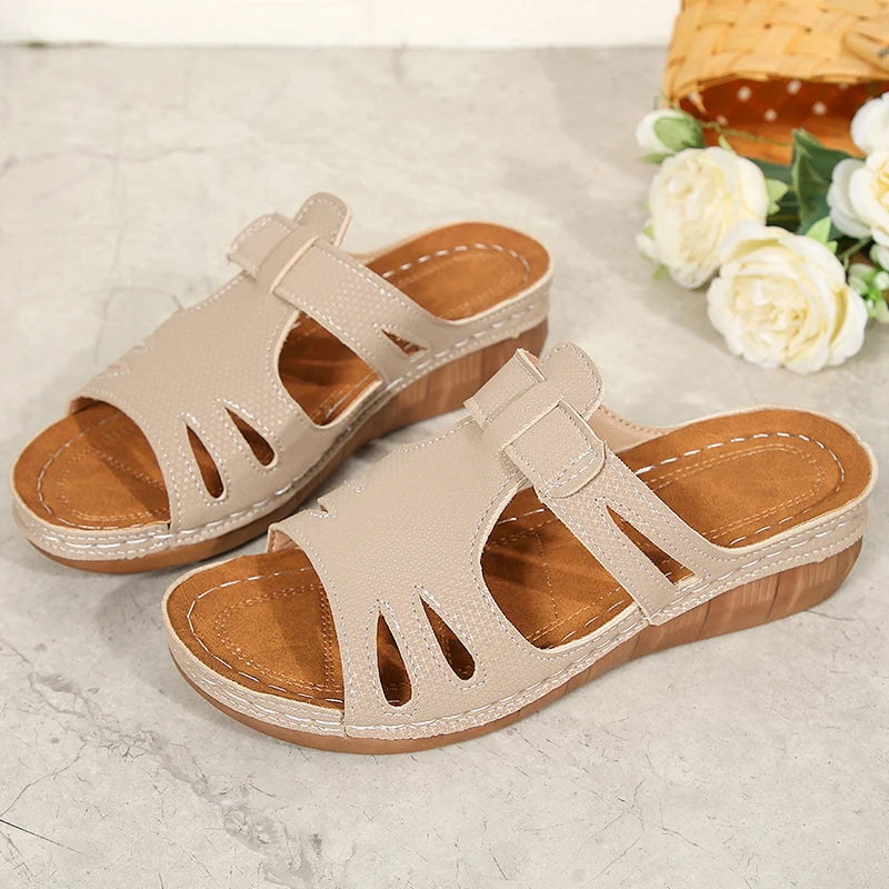 Emily™ – Sandales Orthopédiques Ouvertes en Cuir Véritable