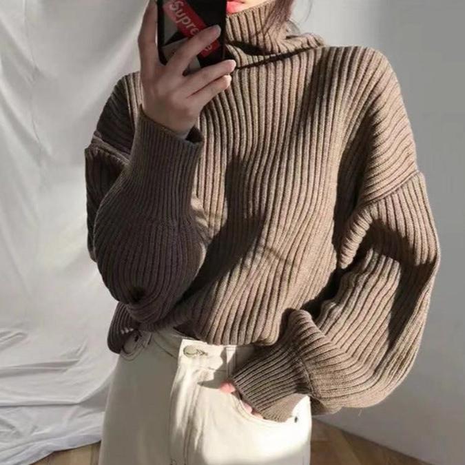 Lenoir™ | Luxe Pull à col roulé et à manches ballon